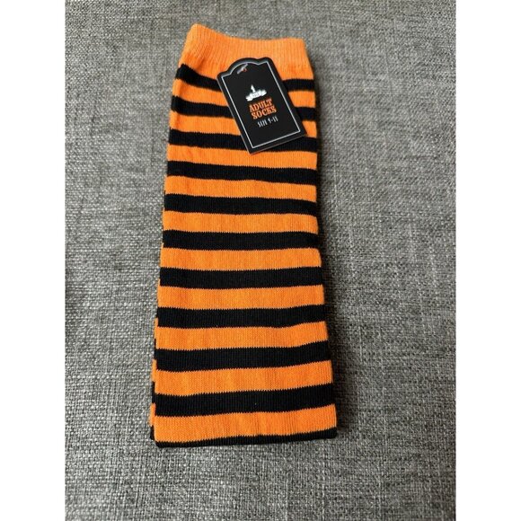 Pack of 2 Womens Halloween Socks Striped and Jack O Lantern Orange Black - Picture 3 of 6